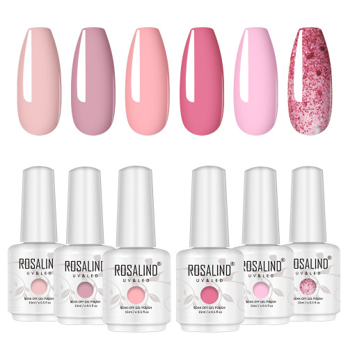 Gel Nail Polish Set Pink Glitters Series 6 Colors Gel Polish Nail Art Gift Box Soak Off Nail Gel Uv Nail Gel Manicure Nail Art Kit