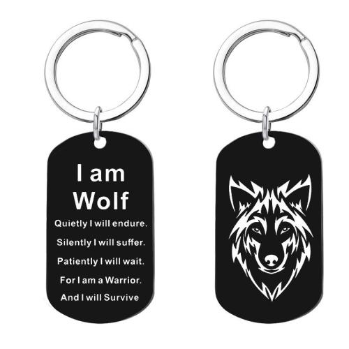 Stainless Steel Wolf Keychain Key Ring