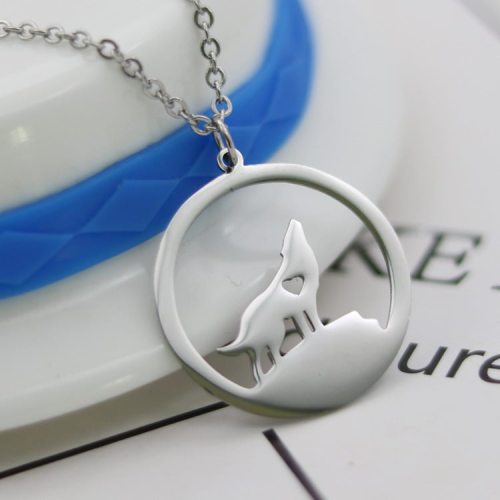 Stainless Steel Wolf Heart Necklace