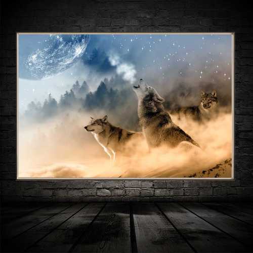 Wolf Howling At Moon Painting