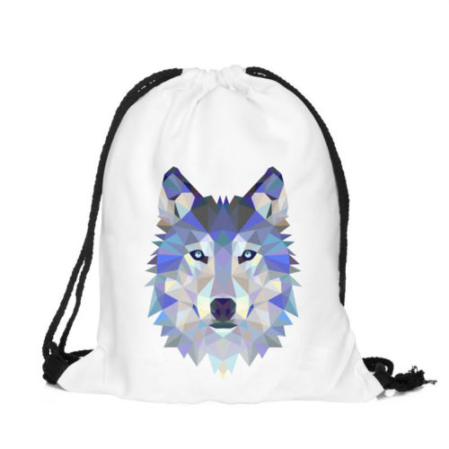 Wolf Print Drawstring Backpack