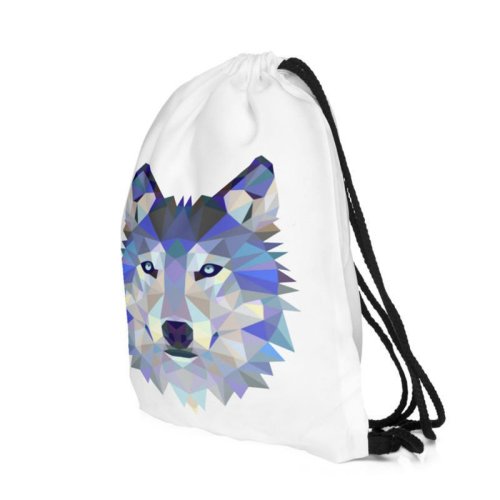 Wolf Print Drawstring Backpack