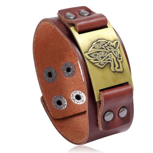 Viking Men PU Leather Wolf Bracelet