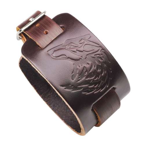 Punk Unisex PU Leather Wolf Bracelet