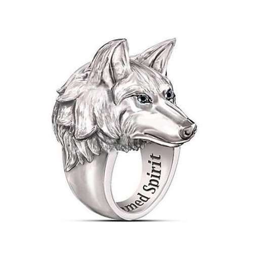 Silver Men Wolf Rings