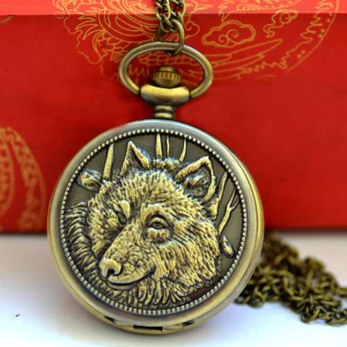 Unisex Vintage Wolf Pocket Watch