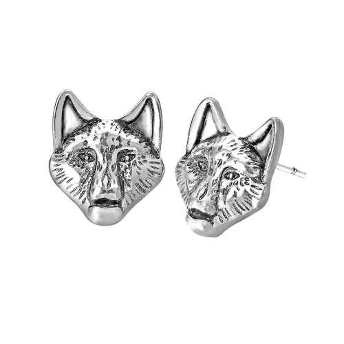 Viking Wolf Stud Earrings