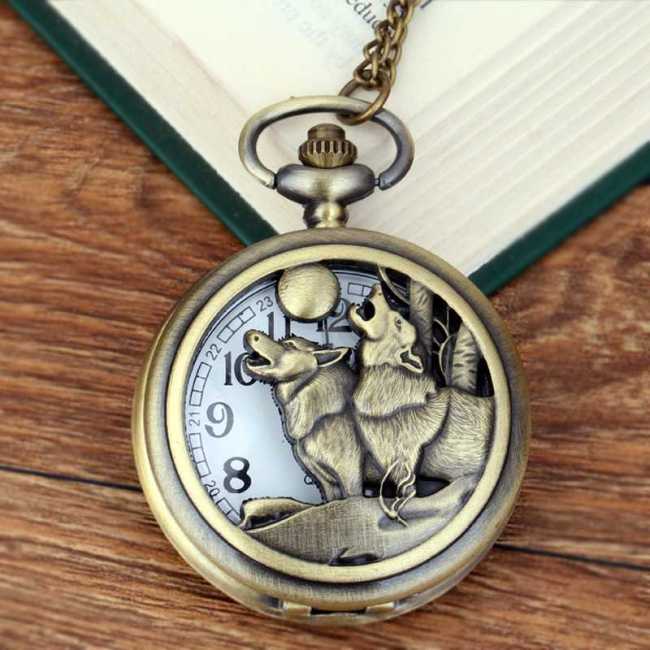 Pocket Watch Wolf Design
