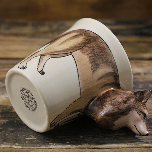 Ceramic 3D Hand Painted Wolf Mug Coffee Tea Cup