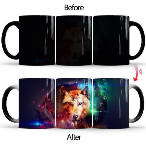 Ceramic Temperature Color Changing Wolf Coffee Mug