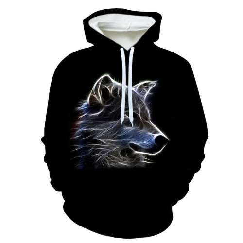Family Matching Hoodies Unisex Wolf Print Pullover Sweatshirt