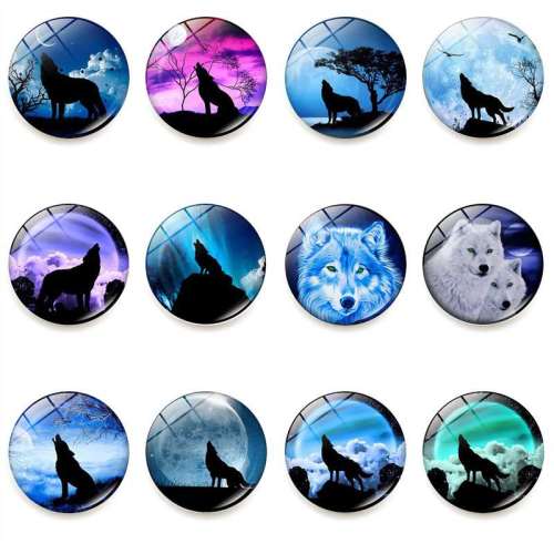 3D Glass Magnetic Wolf Refrigerator Stickers (2 Pcs)