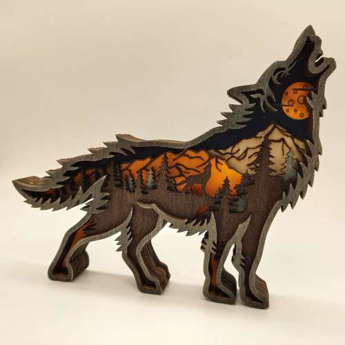 Wolf Ornaments Sculptures Statues Wooden Crafts Christmas Gift