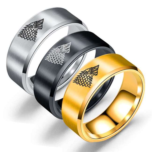 Unisex Stainless Steel Wolf Rings