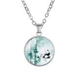 Unisex Silver Gemstone Panda Necklace