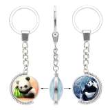 Rotatable Glass Panda Keychain Key Ring