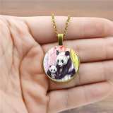 Unisex Gemstone Panda Pendant Necklace