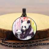 Unisex Gemstone Panda Pendant Necklace