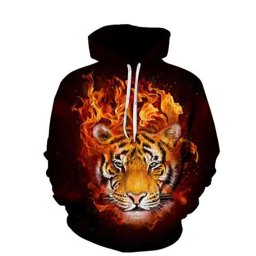 Tiger Hoodie With Fire