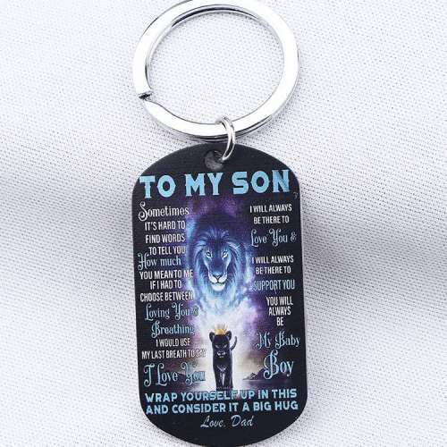 Unisex Stainless Steel Lion Letters Lion Keychain Key Ring