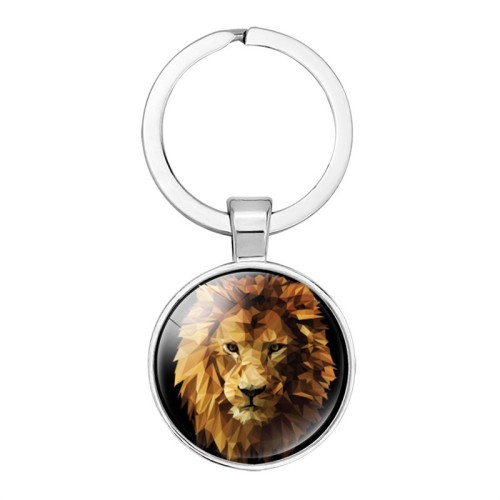 Unisex Glass Lion Keychain Key Ring