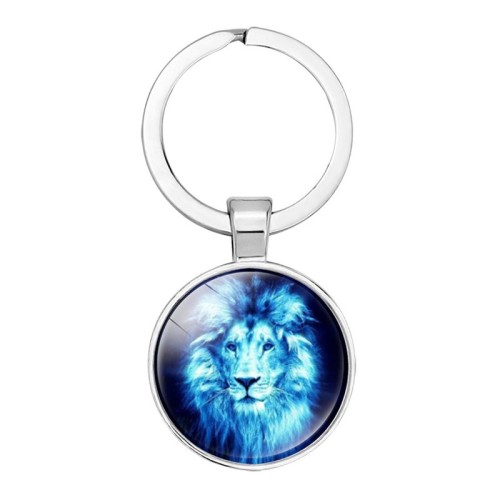 Unisex Glass Lion Keychain Key Ring