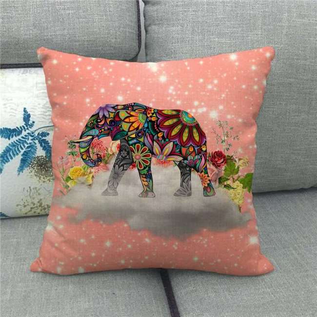 Home Decorations Wild Animal Elephant Throw Pillow Case Sofa Couch Pillowcase Cushion Cover
