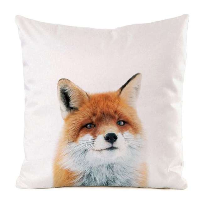 3D Fox Print Silk Cushion Cover Throw Pillow Case