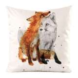 3D Fox Print Silk Cushion Cover Throw Pillow Case