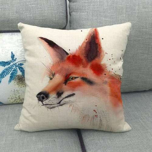 3D Fox Print Cushion Cover Throw Pillow Case