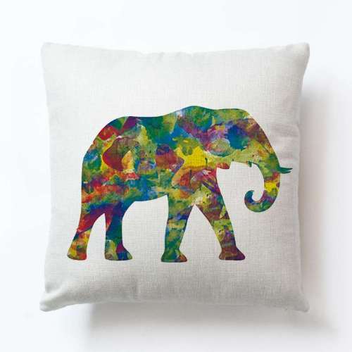 3D Elephant Print Cushion Cover Throw Pillow Case