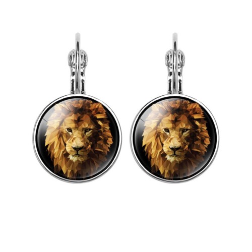 Gemstone Lion Hook Earrings