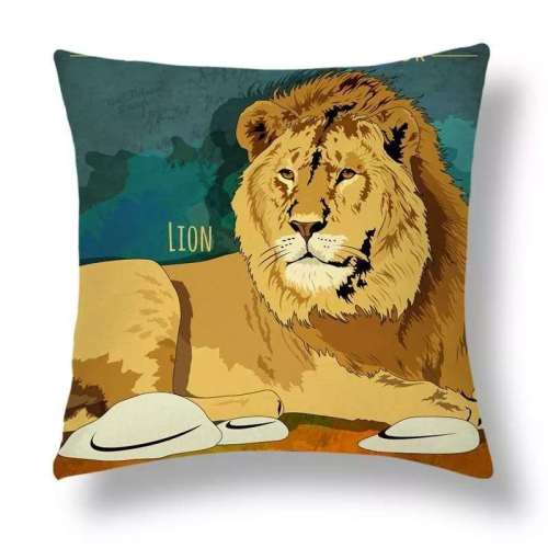 Home Decorations Wild Animal Lion Throw Pillow Case Sofa Couch Pillowcase Cushion Cover