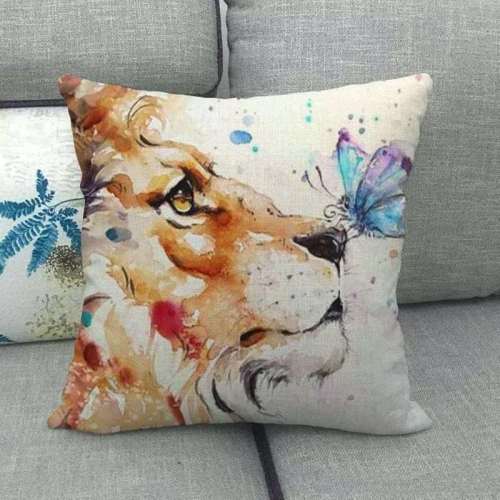 3D Lion Print Cushion Cover Throw Pillow Case