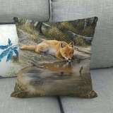 3D Fox Print Cushion Cover Throw Pillow Case