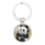 Glass Panda Keychain Key Ring