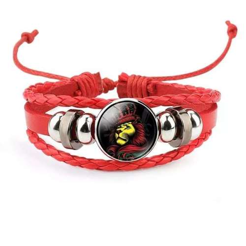 Unisex Beaded Knitted Leather Lion Bracelet Jewelry
