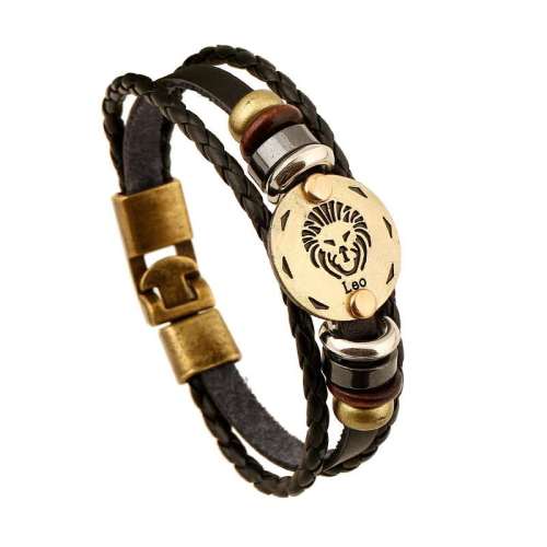 Unisex Lion Woven Leather Bracelet Jewelry