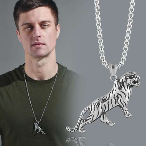 Punk Unisex Titanium Tiger Necklace