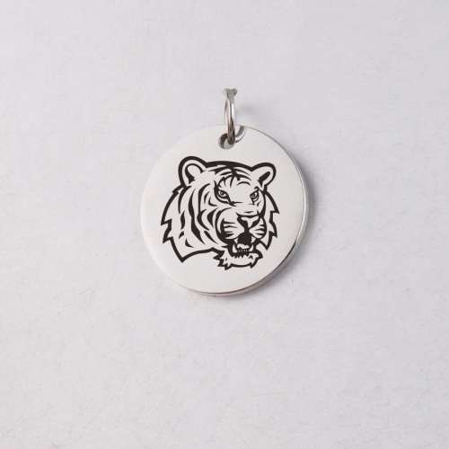 Unisex Stainless Steel Silver Tiger Necklace