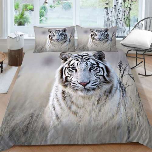 White Tiger Bed Sheets