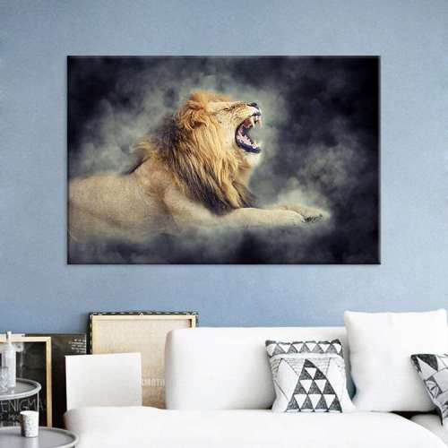 Lion Roaring Painting
