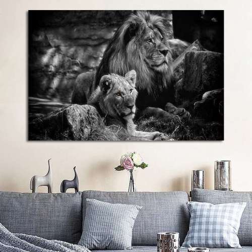 Lion And Lioness Painting