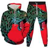 Unisex Leopard Print Hoodies Pants Sets