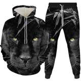 Unisex Leopard Print Hoodies Pants Sets