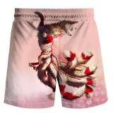 Men Fox Print Elasticated Beach Shorts