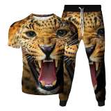 Unisex Leopard Print T-shirt Pants Sets