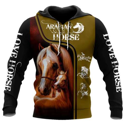 Unisex Horse Print Pullover Sweatshirt Hoodies