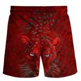 Men Leopard Print Elasticated Beach Shorts