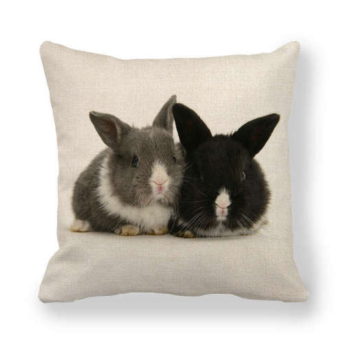 3D Bunny Print Cushion Cover Throw Pillow Case